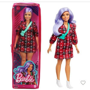 Barbie Fashionistas Curvy Doll Purple Hair with Carrying Case #157